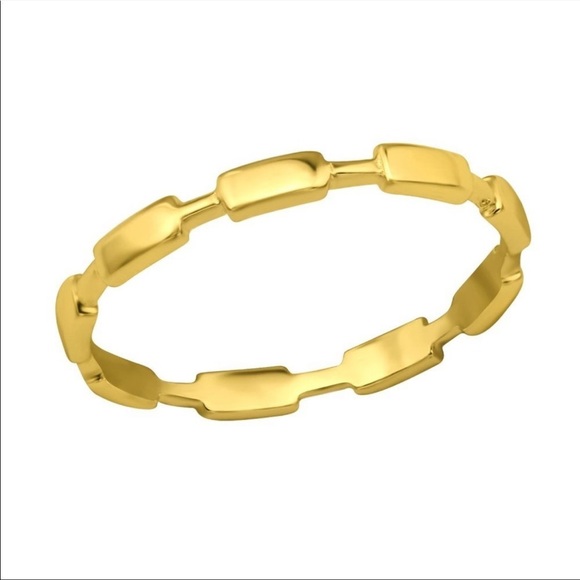14k Gold Vermeil Ring Dainty Geometric Band - Picture 1 of 9